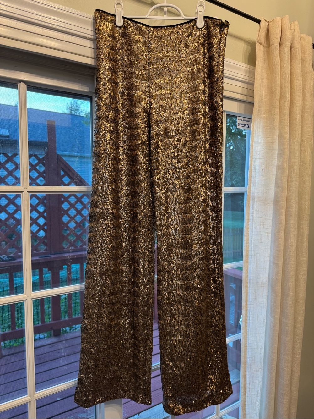Sezane Gold Sequin Wide-Leg Pants